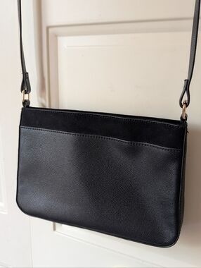 H&M black leather crossbody bag with gold hardware